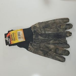 Men's Black and Green Mesh Gloves with Knit Cuffs